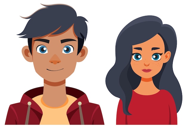 Free Vector young man and woman illustration