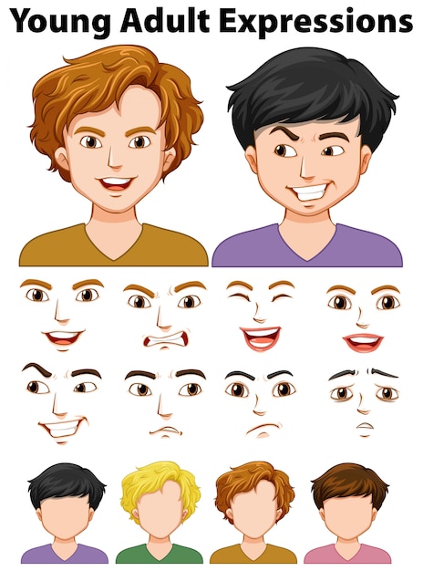 Young people expressions with different faces