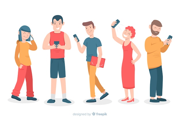 Young people holding smartphones