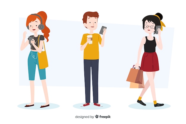 Young people holding smartphones