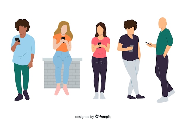 Young people holding smartphones