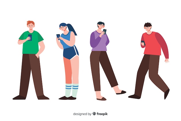 Young people holding smartphones