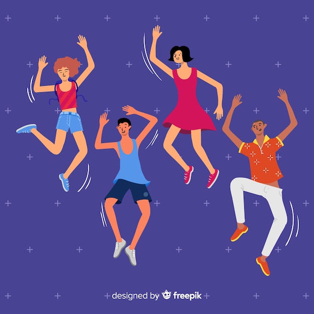 Free vector young people jumping design for illustration