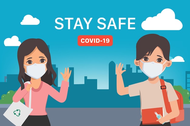 Young people maintain social distancing Stop covid19 coronavirus