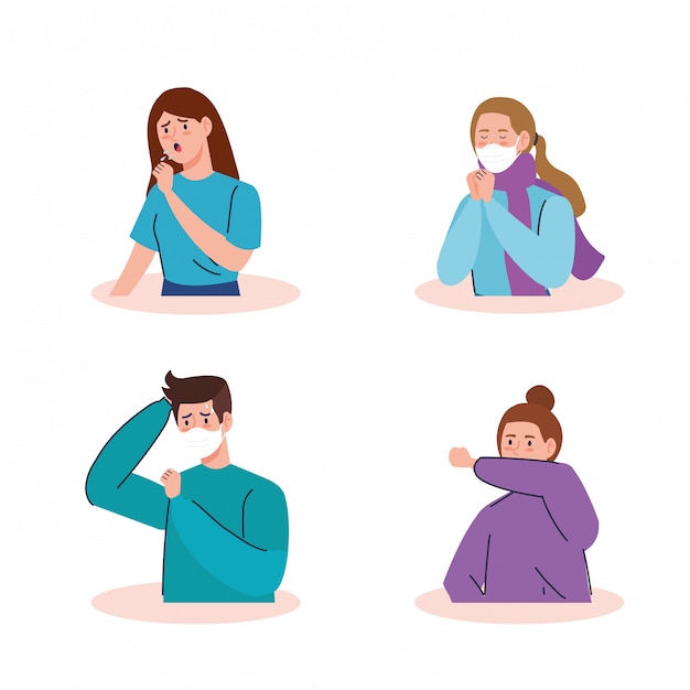 Free Vector young people sick avatar characters