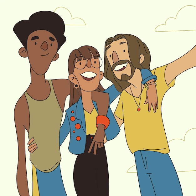 Free Vector young people smiling and posing