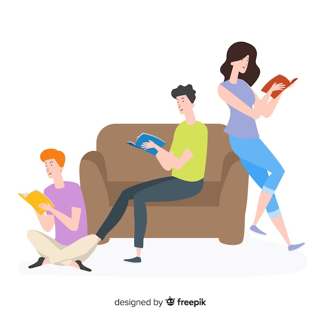 Young people spending time reading