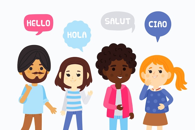 Young people talking in different languages