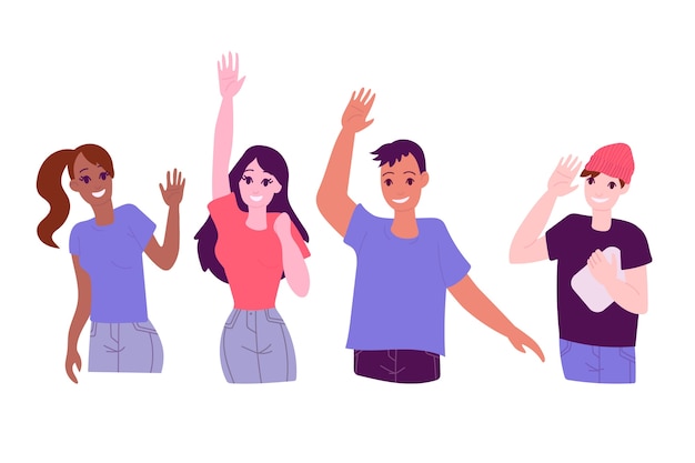 Free Vector young people waving hand concept