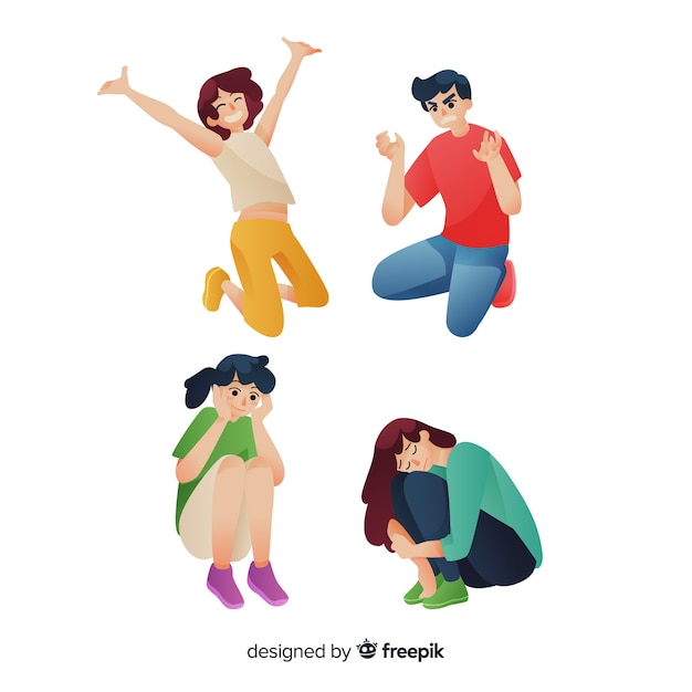 Free Vector young people with different emotions