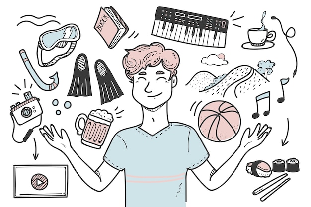 Free Vector young person with hobbies and interests illustrated