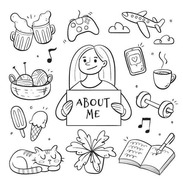 Free Vector young person with hobbies and interests illustrated