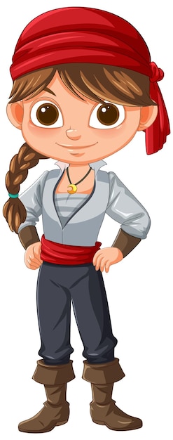 Free Vector young pirate girl in cartoon style