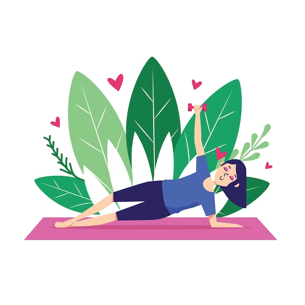 Young woman exercising illustrated