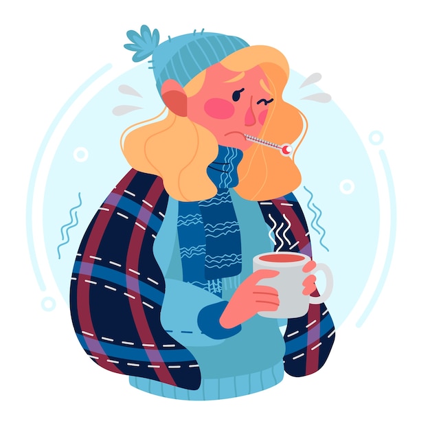 Free Vector young woman having a cold