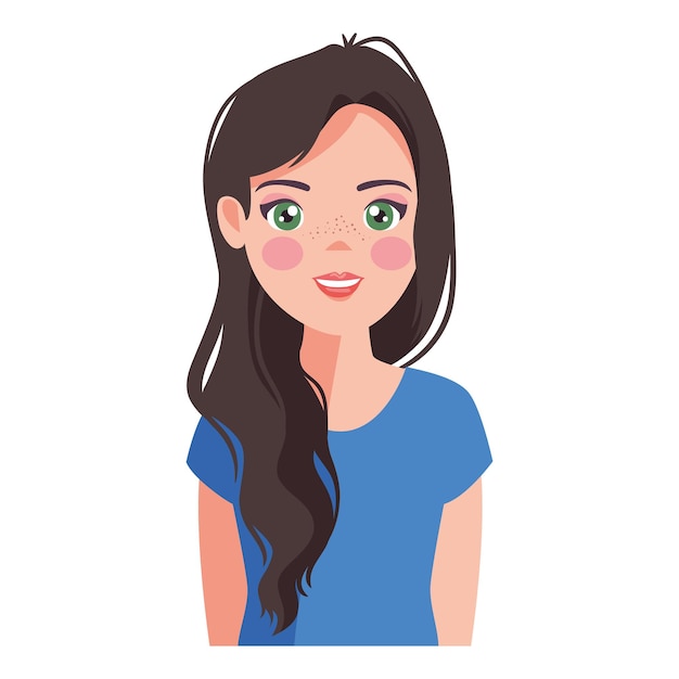 Free Vector young woman long hair character