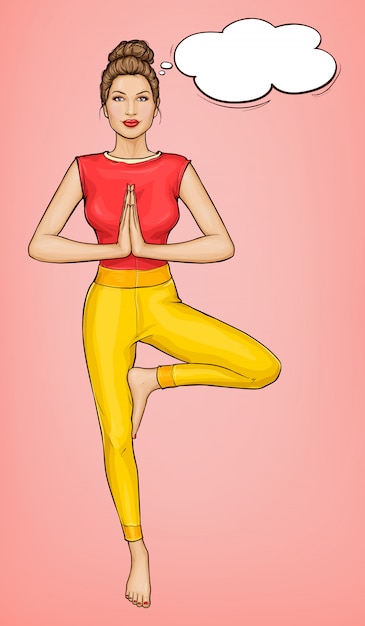 Free Vector young woman practices yoga and meditation