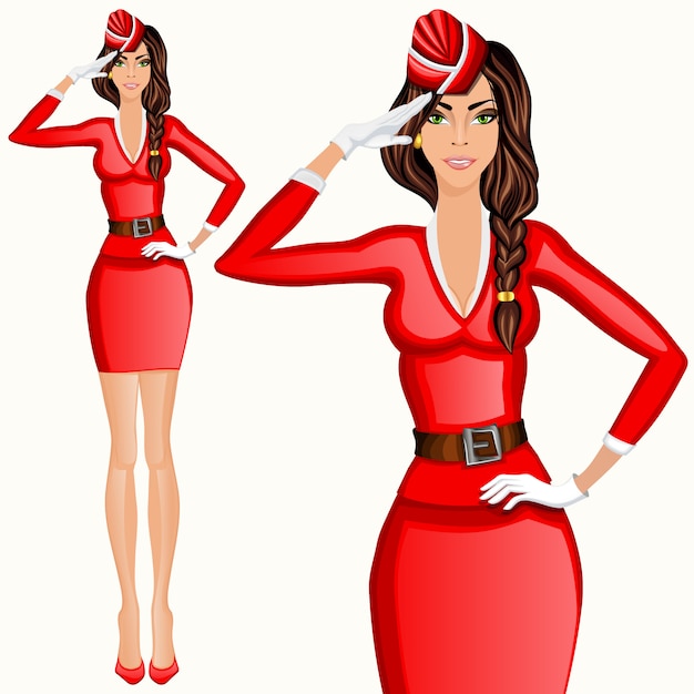 Free Vector young woman stewardess