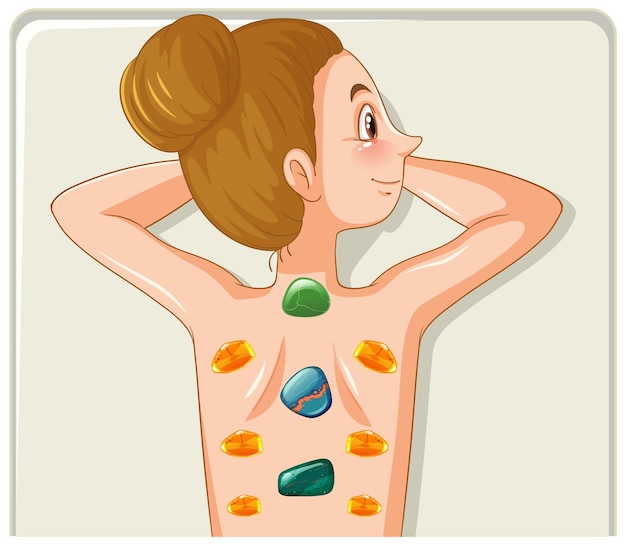 Free Vector young woman with healing crystals on back