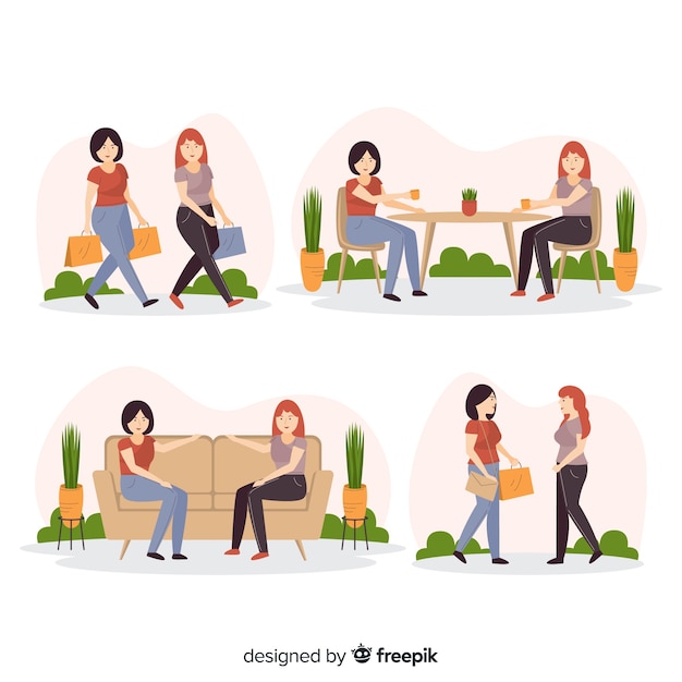 Free Vector young women spending time together