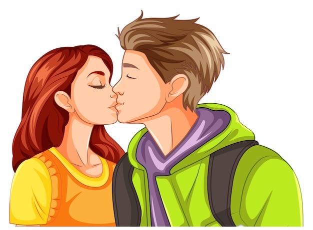 Free Vector youth couple are kissing isolated