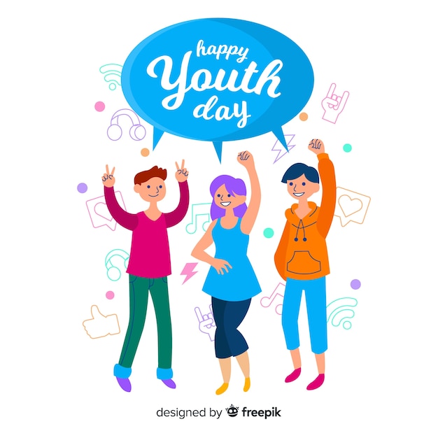 Free vector youth day background flat style