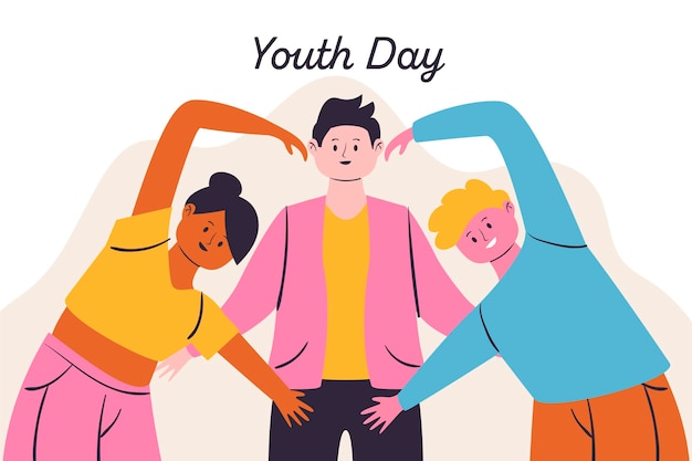 Youth day illustration with people forming a heart