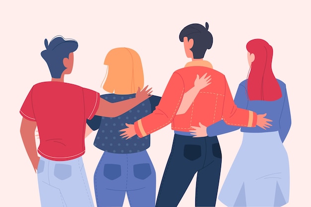 Youth day illustration with people hugging together