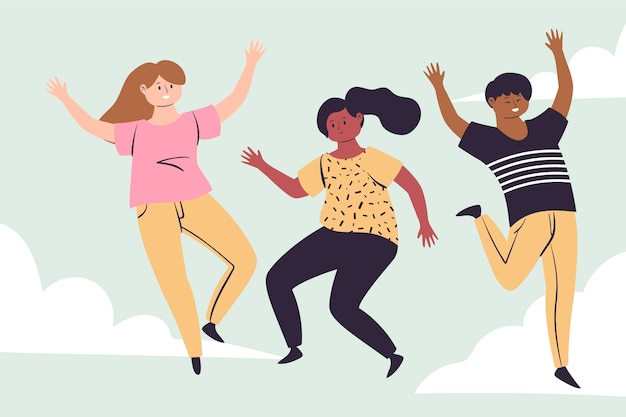 Free Vector youth day illustration with people jumping