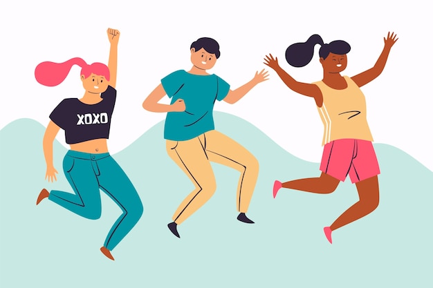 Youth day illustration with youngsters jumping