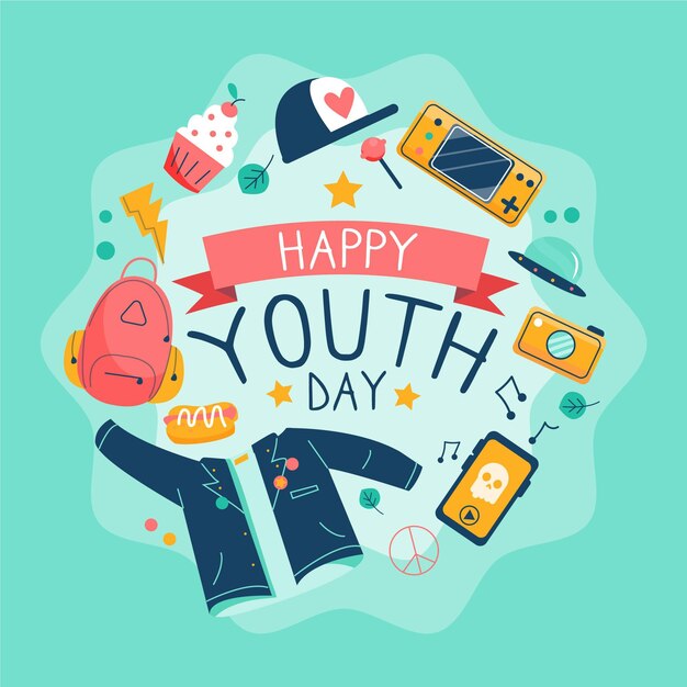 Youth day with greeting and elements