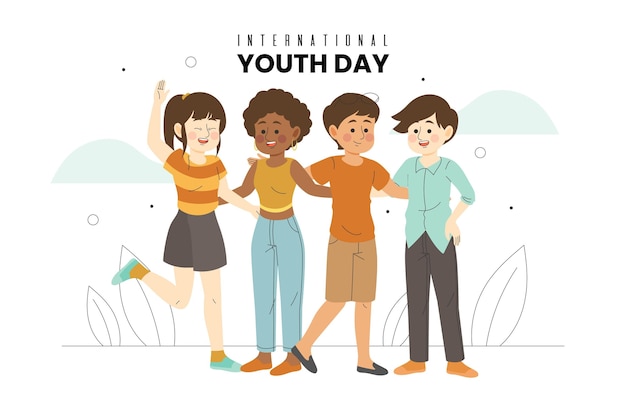 Free Vector youth day with young people hugging together