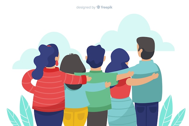 Youth people hugging together background