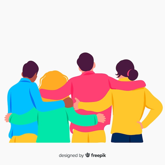 Youth people hugging together background