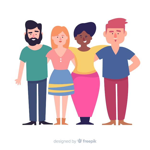 Free Vector youth people hugging together background