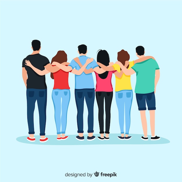 Youth people hugging together background