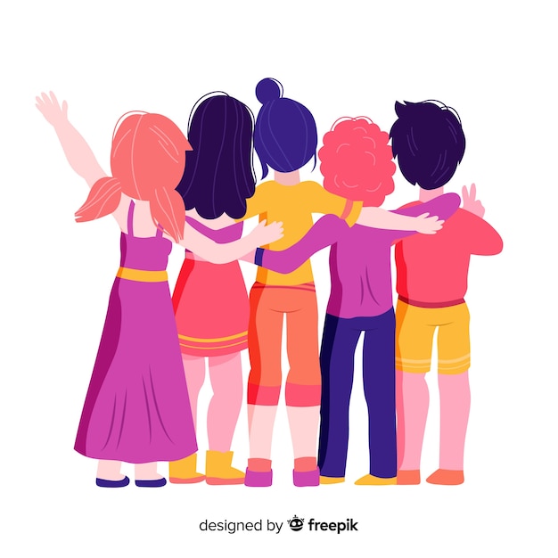 Free Vector youth people hugging together background