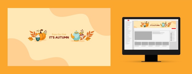 Free Vector youtube channel art template for autumn season celebration