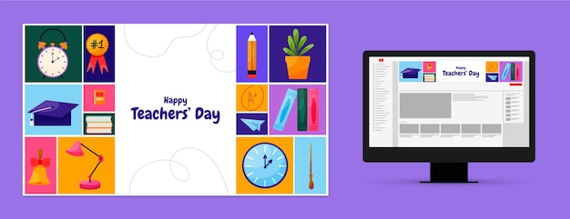 Free Vector youtube channel art for world teacher's day