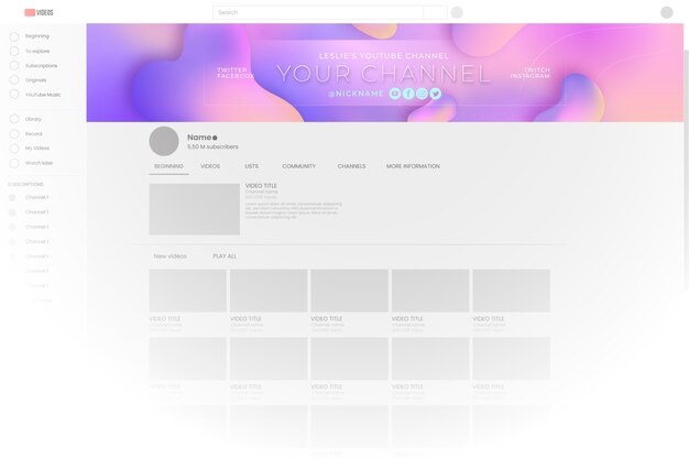 Youtube channel banner template