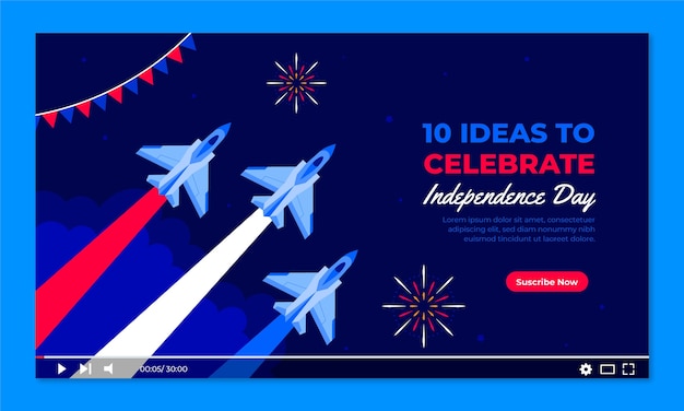 Free Vector youtube thumbnail for american 4th of july holiday celebration