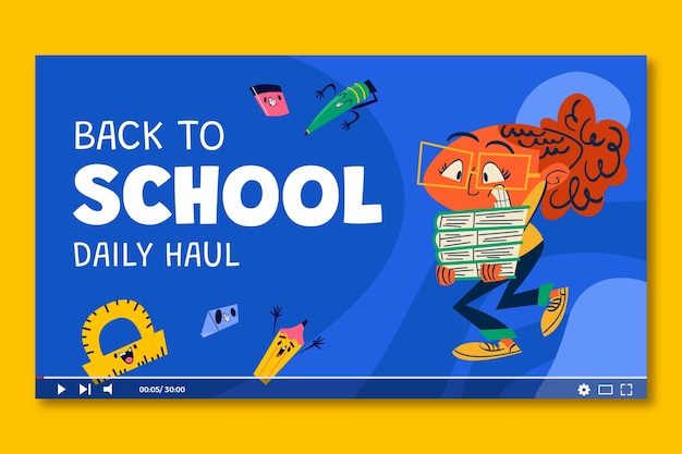 Free Vector youtube thumbnail for back to school season