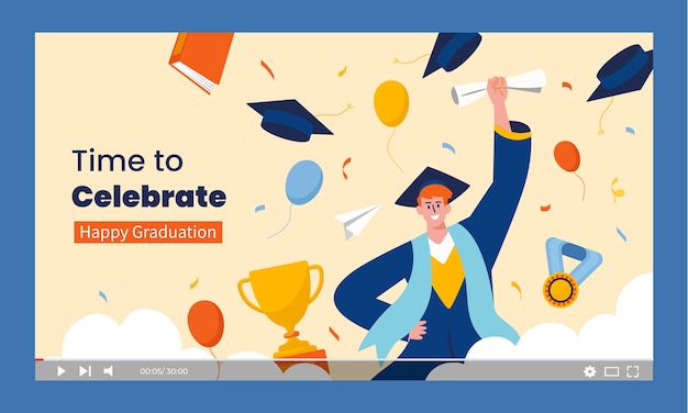 Free Vector youtube thumbnail for class of 2023 graduation