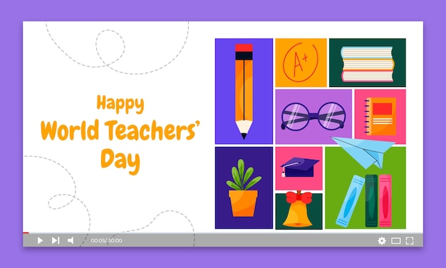 Free Vector youtube thumbnail for world teacher's day