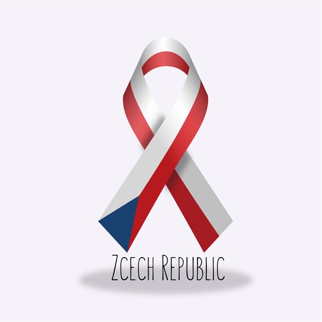 Zcech republic flag ribbon design