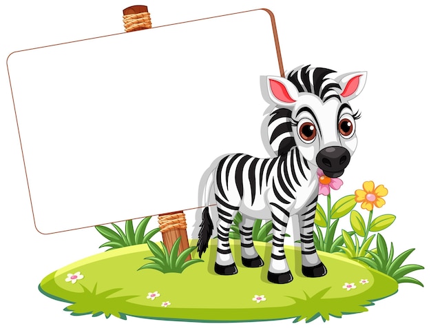 Free Vector zebra cartoon character with nature background