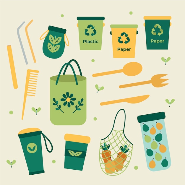 Zero waste collection flat design