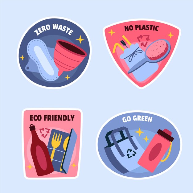 Zero waste concept badge collection