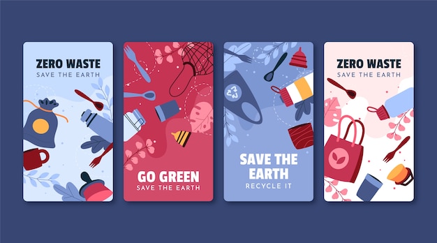 Free Vector zero waste concept instagram stories