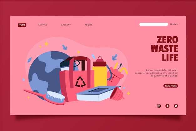 Zero waste concept landing page template